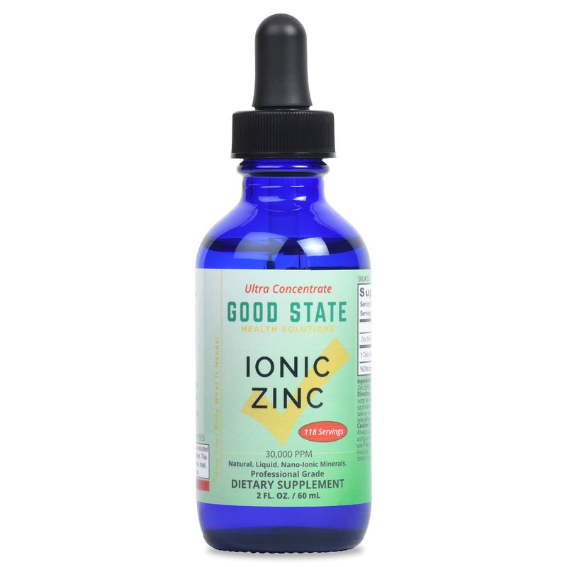 (Glass Bottle) Good State - Liquid Ionic Zinc Ultra Concentrate (10 Drops Equals 15 mg) (100 Servings per Bottle)